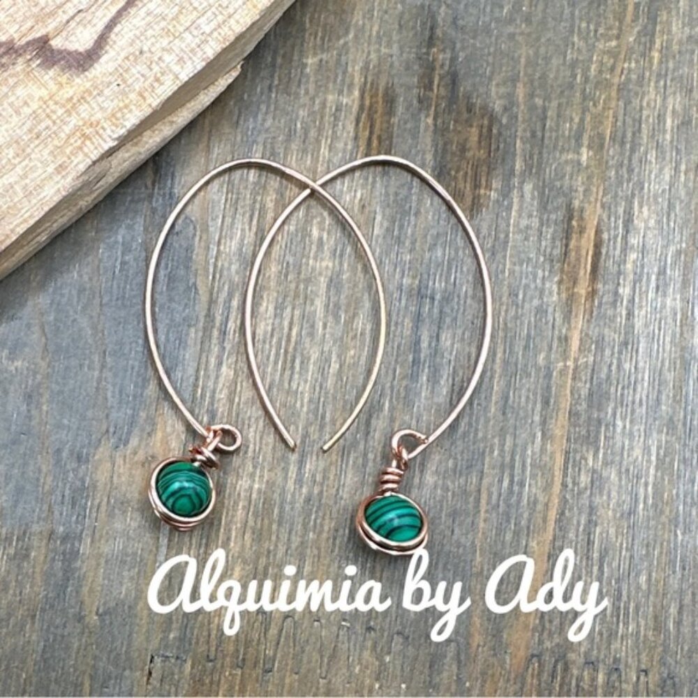 Malachite long earrings - Picture 2 of 9